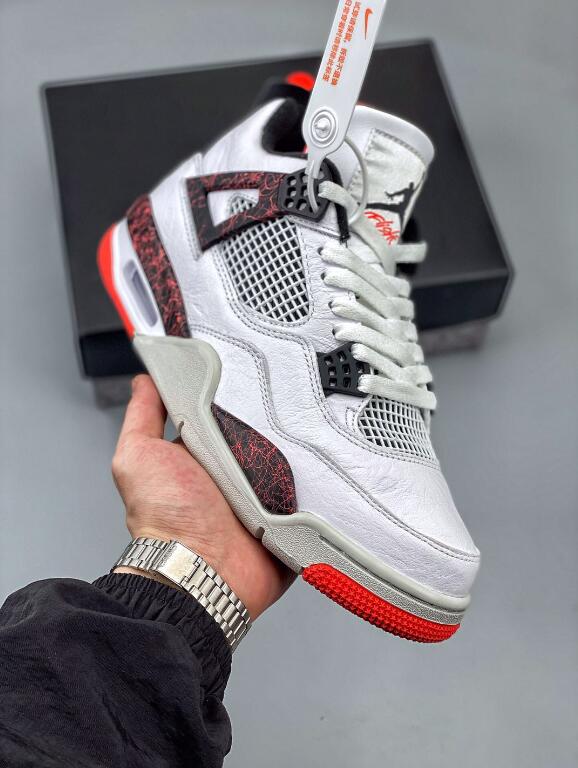 Nike Air Jordan 4 Retro Hot Lava White Black Bright Crimson