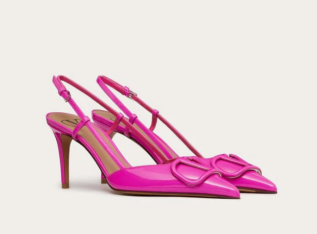 Valentino Pink Lace Up Heels