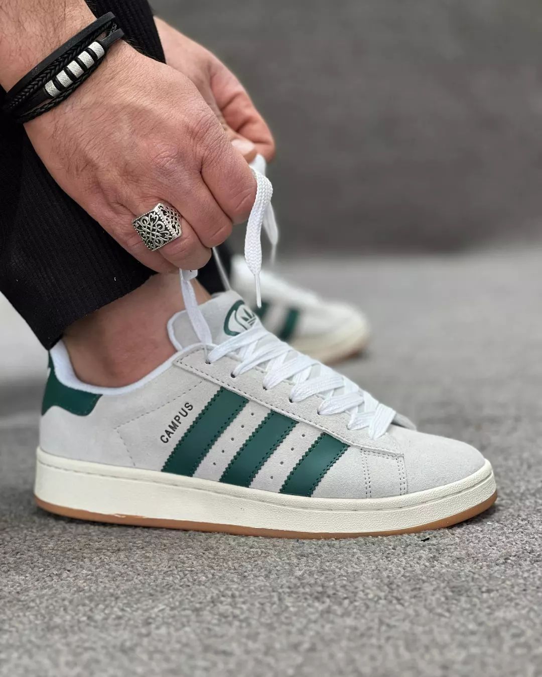 Adidas Campus 00s Crystal White Dark Green