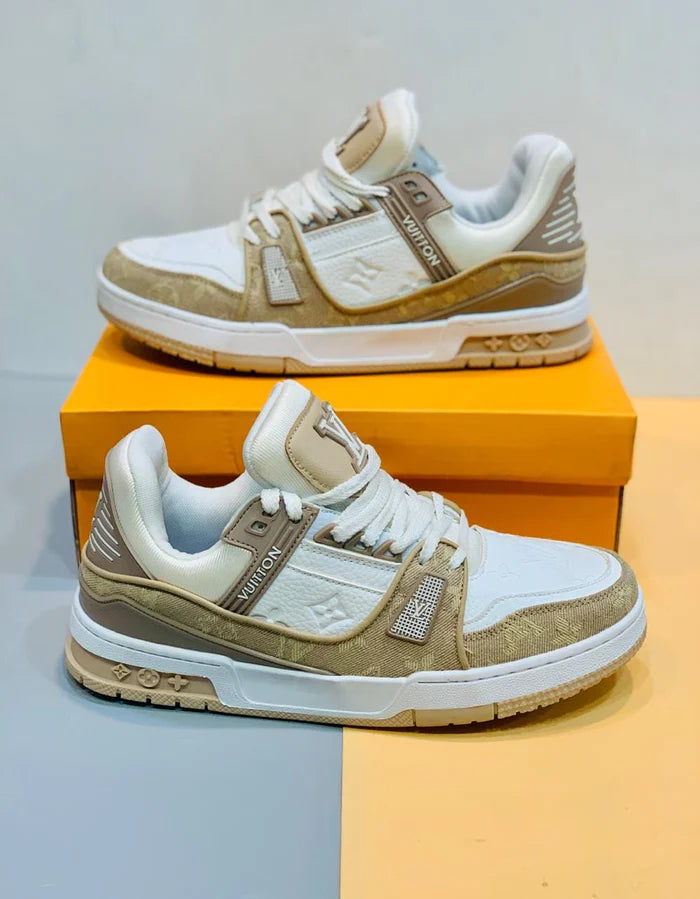 LOUIS VUITTON LV TRAINER BEIGE WHITE