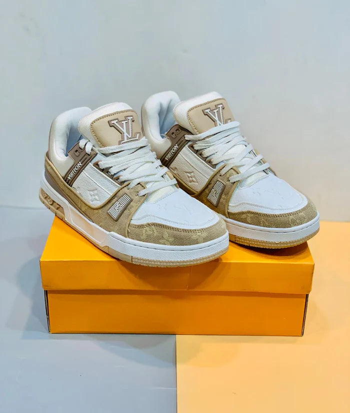 LOUIS VUITTON LV TRAINER BEIGE WHITE