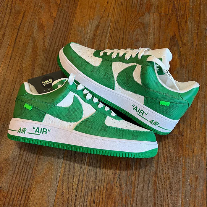 LOUIS VUITTON x NIKE AIR FORCE 1 LOW By Virgil Abloh WHITE GYM GREEN