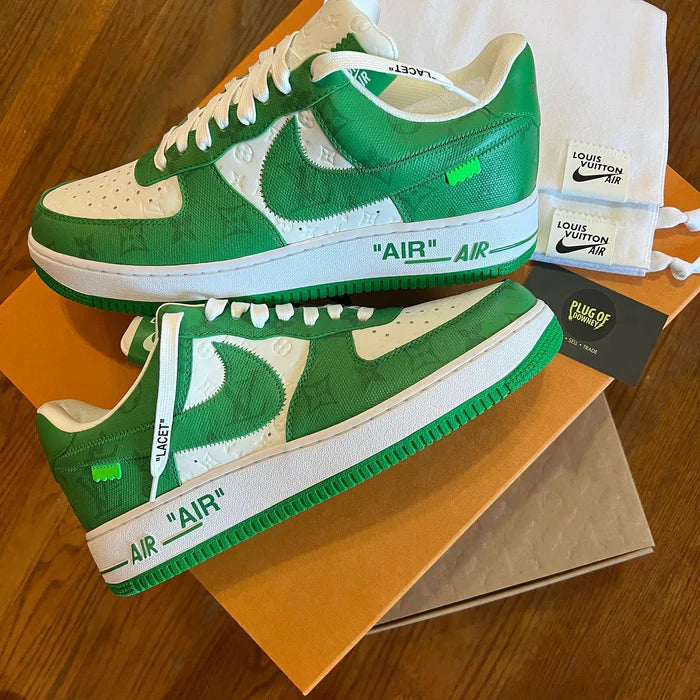 LOUIS VUITTON x NIKE AIR FORCE 1 LOW By Virgil Abloh WHITE GYM GREEN