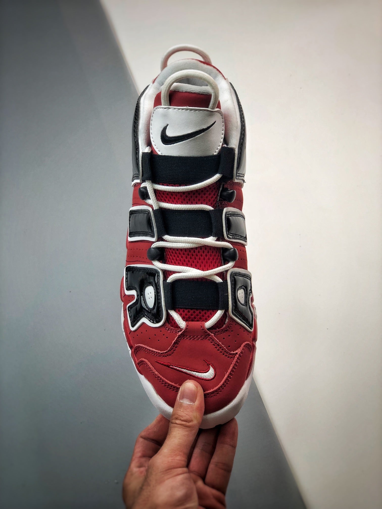 Nike Air More Uptempo Bulls Varsity Red White Black