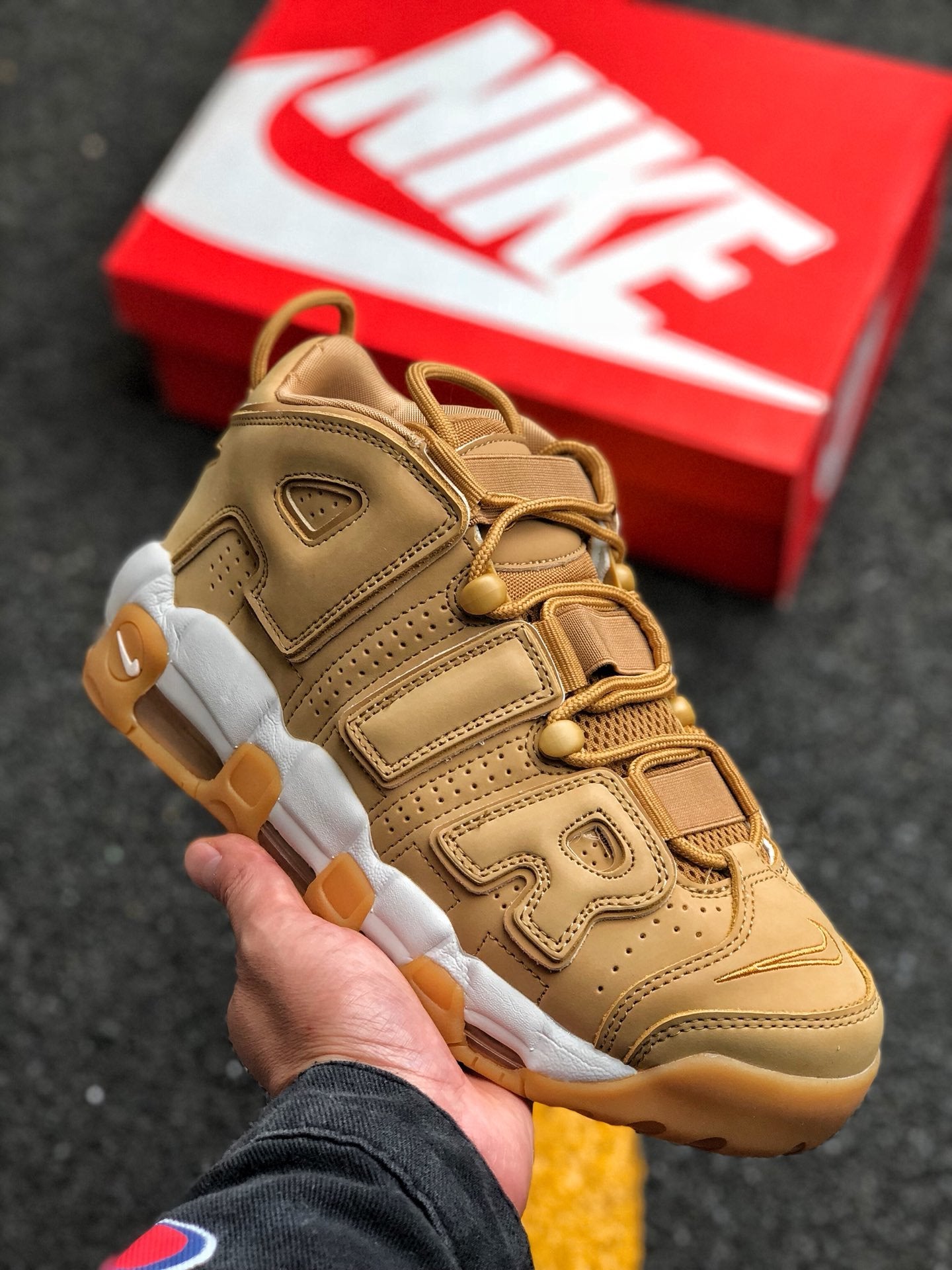 Nike Air More Uptempo PRM Wheat Flax Gum Light Brown