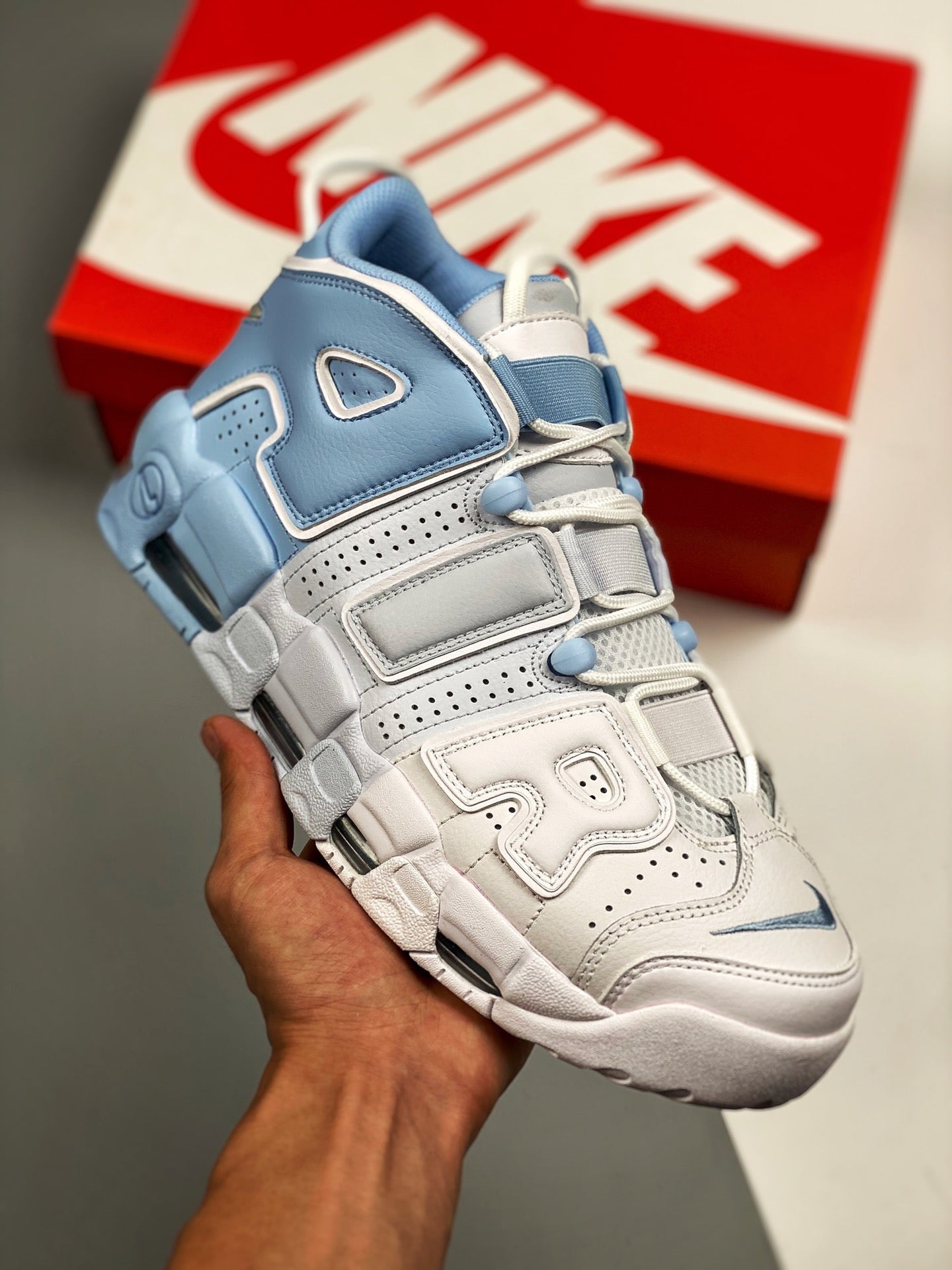 Nike Air More Uptempo Sky Blue Psychic Blue Grey White Multicolor