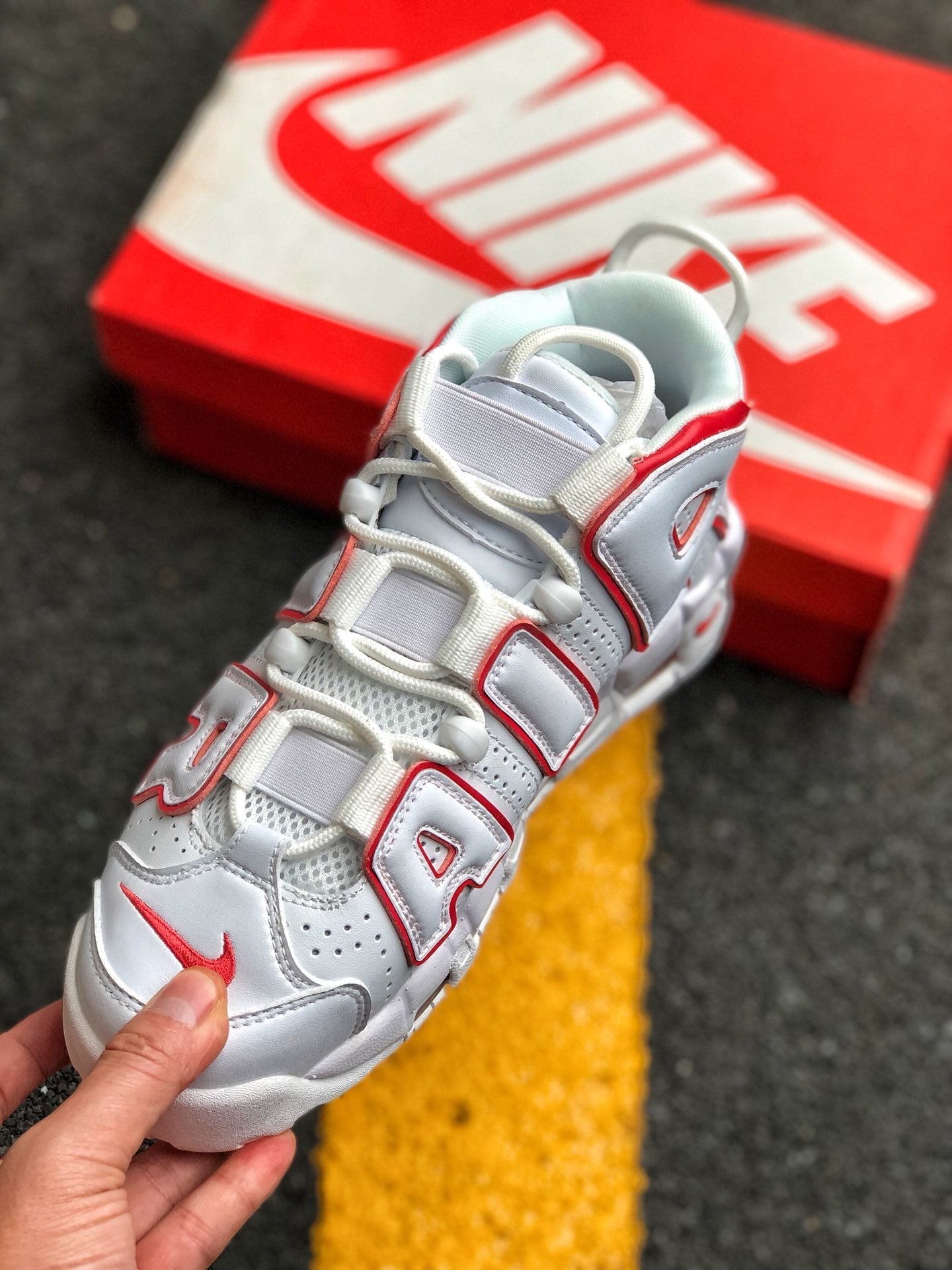 Nike Air More Uptempo White Varsity Red