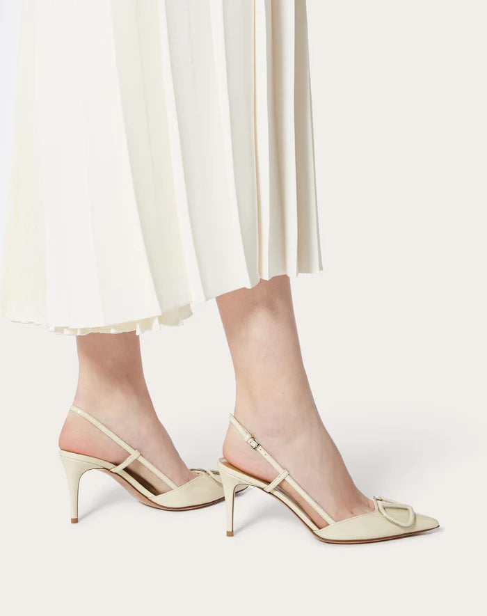 Valentino White Lace Up Heels